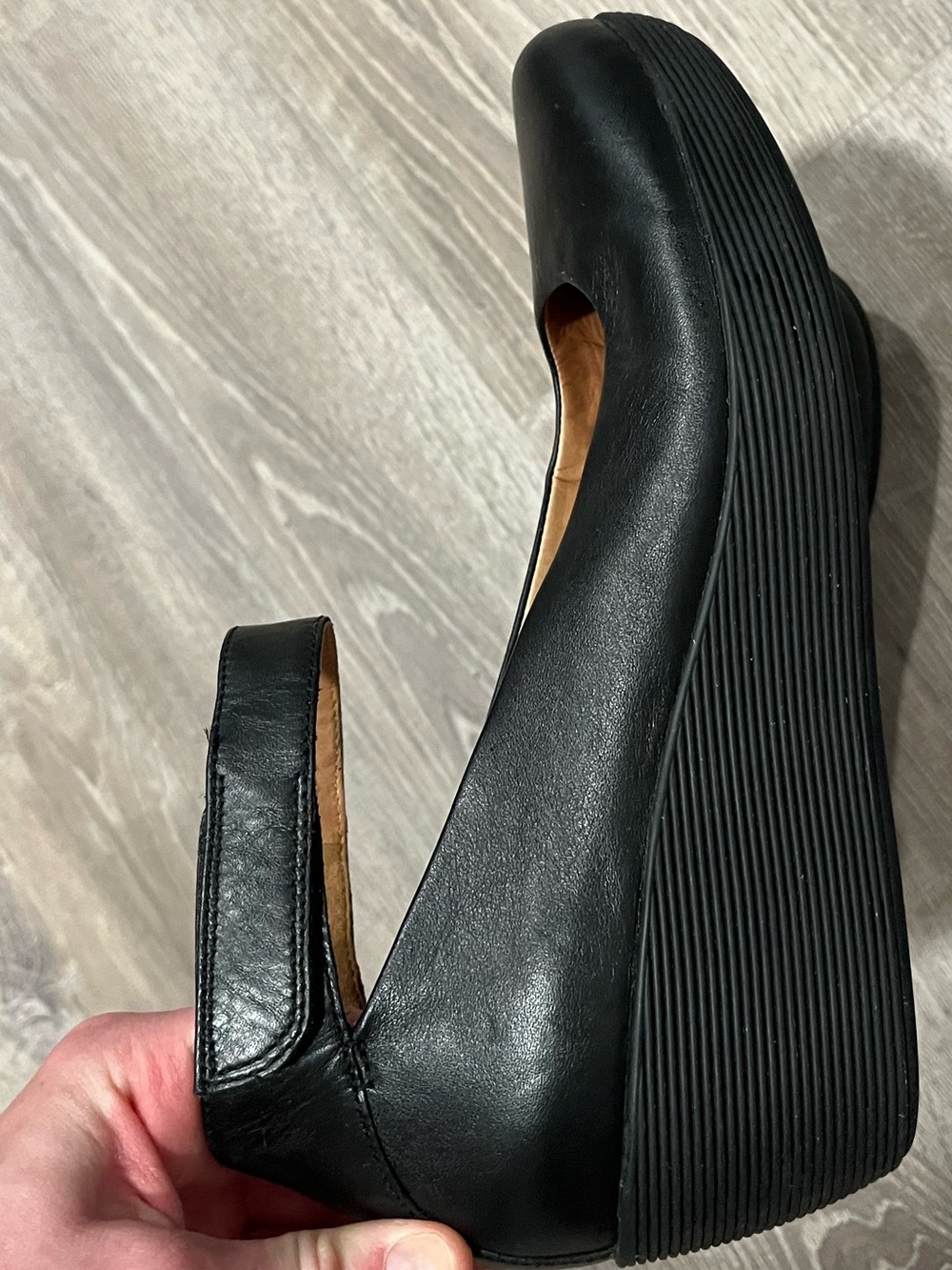 Clark’s Black Ankle-Strap Wedge Pumps / mary jane clogs - Picture 6 of 7